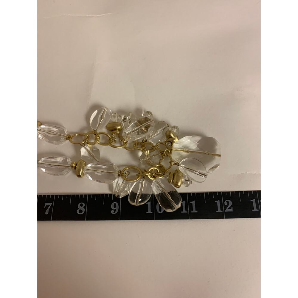 Chico's Necklace Set with Bracelets Clear Beads Goldtone Accents - Picture 6 of 8